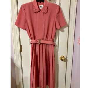 Leslie Fay Vintage 80s Secretary Dress Petite Pink